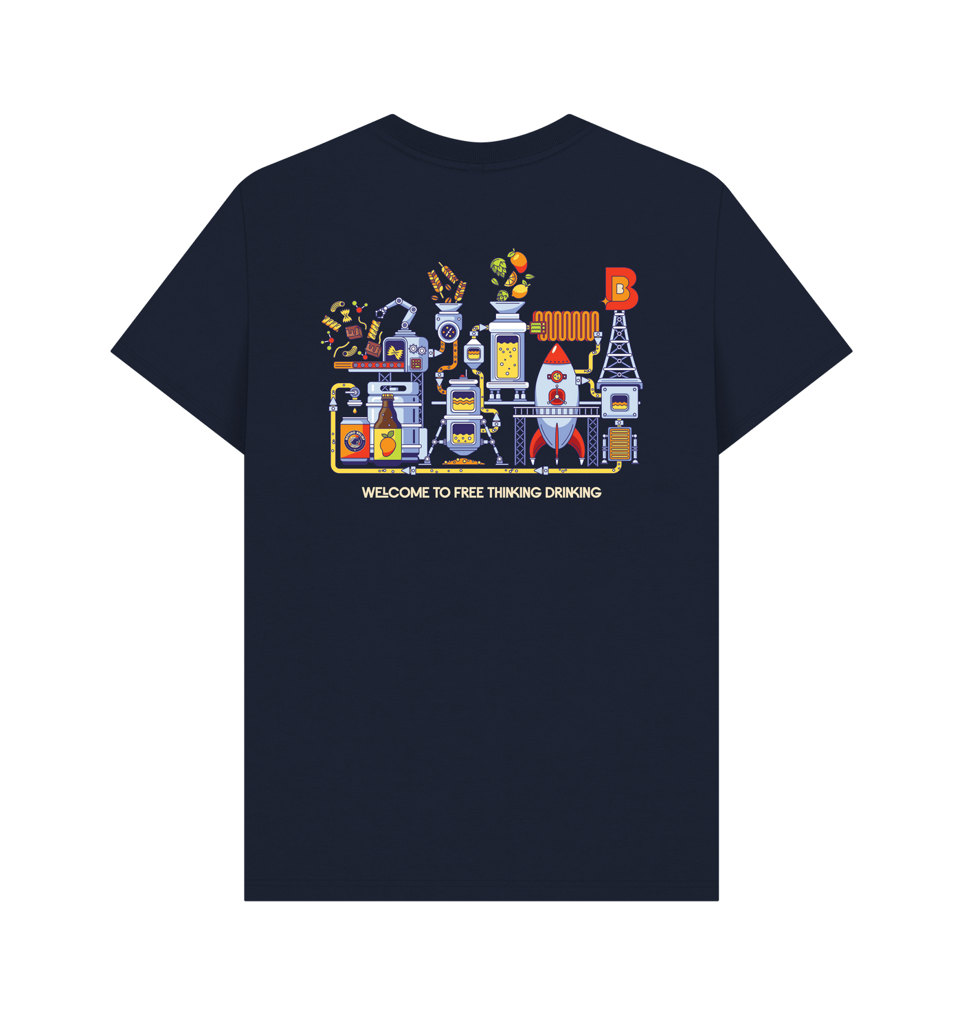 Navy Blue Printed T-shirt Back